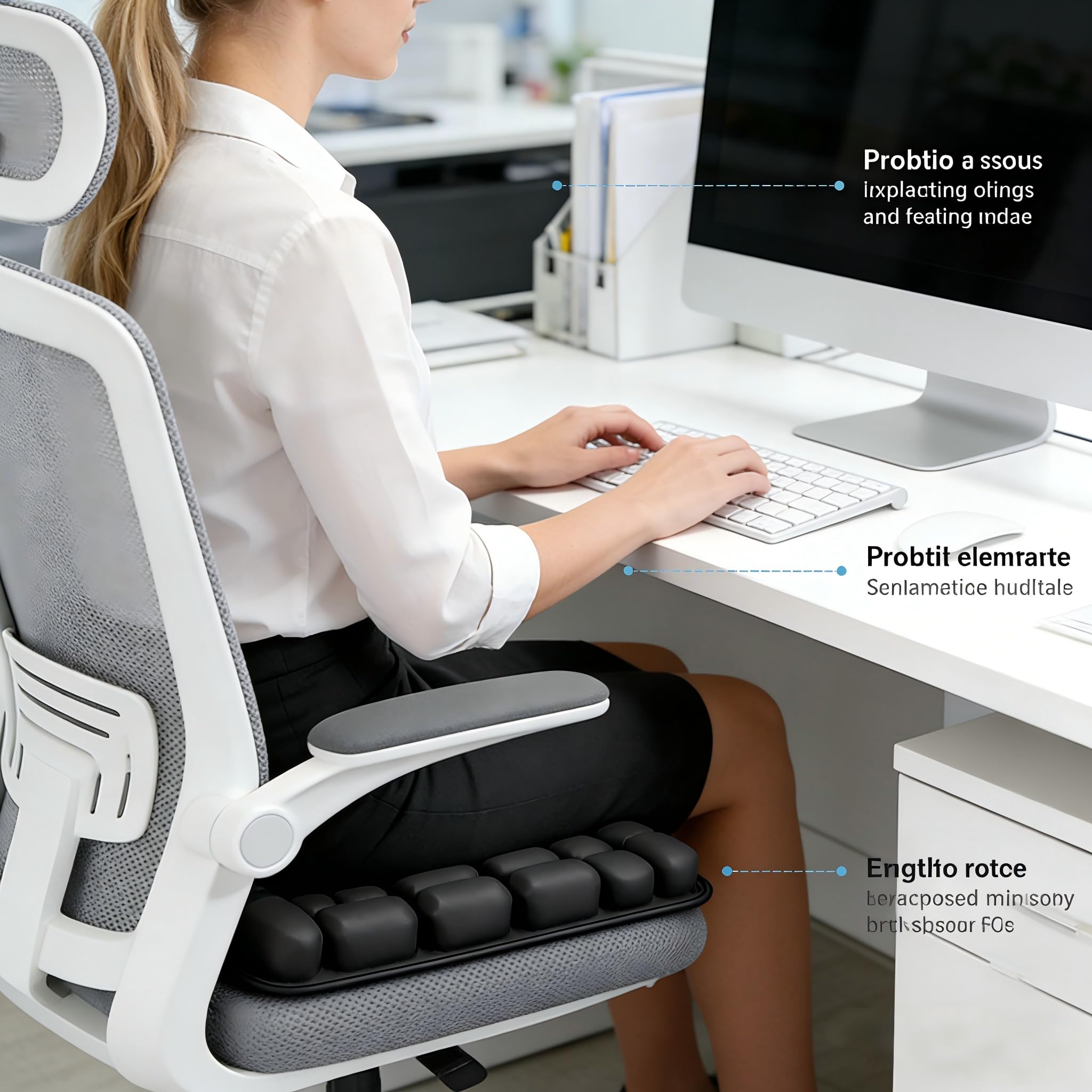 Coussin d'assise anti-escarres gonflable anti-escarres 45 x 40 cm Noir Coussin anti-escarres avec cellules d'air 3D pour soulager le coccyx au bureau, voiture, fauteuil roulant, voyage