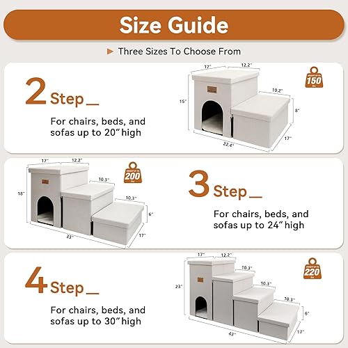 Miniatura 2 de Dog Stairs, Dog Steps for High Beds 17.5"H, Folding Pet Stairs for Small Medium or Large Dogs Puppy with Storage for Bed and Couch, Dog Ramp for Car