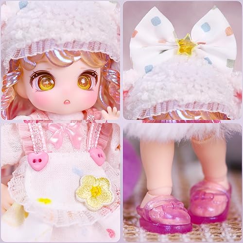 Miniatura 6 de ICY Fortune Days Muñeca de articulación esférica de 5.1 in, estilo anime, OB11, juego de decoración de regalo humanoide (Aries)