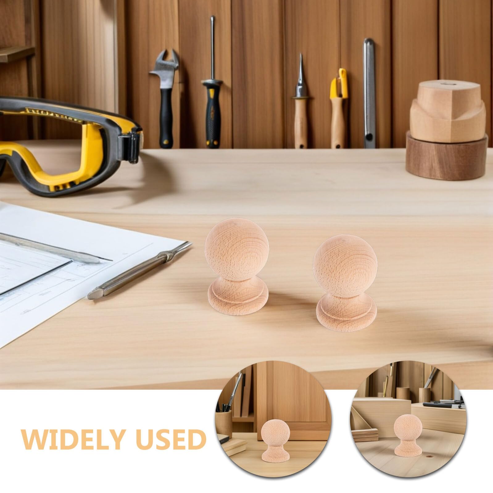 SHINEOFI 2pezzi Finials in Legno Massello per Mobili e Recinzioni, Decorazione Versatile ed Elegante per Ambienti Domestici, Facile Installazione per Rinnovamento Stanze