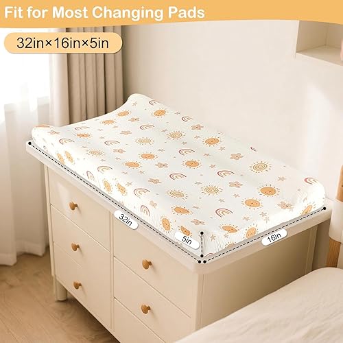 Miniatura 7 de Basumee Juego de 2 fundas de muselina para cambiador, impermeables, para niños y niñas, suaves y transpirables, para cambiadores de pañales de bebé,