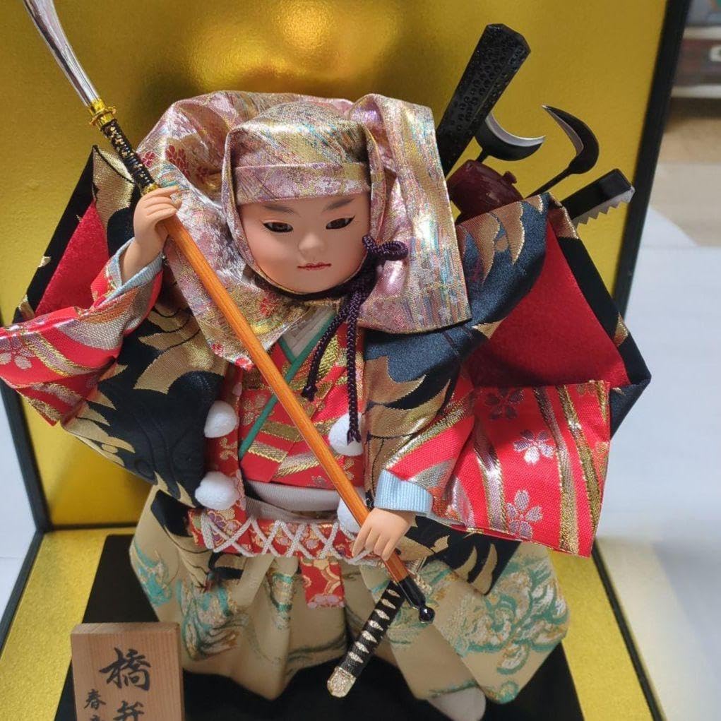 Retro Japanese Doll Musha Doll Tachibana Benkei Shundo, Case 19.3 x 17.9 x 17.9 x Depth 31 x Depth Included
