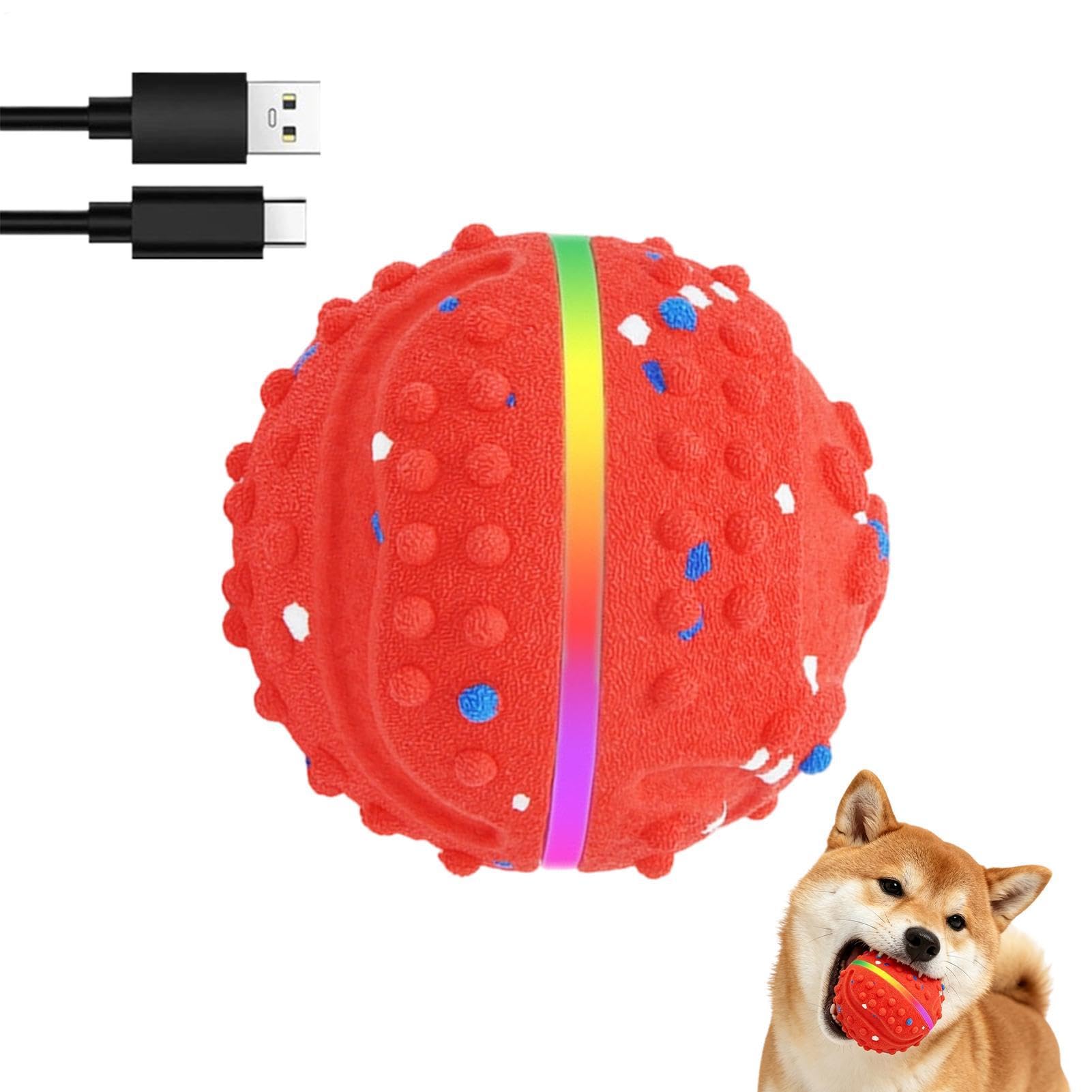 Balle interactive de chien Rebondissante, étanche avec lumières et 3 modes