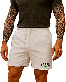 Short Masculino Brasil Copa do Mundo Esportivos Básico Seleção Brasileira
