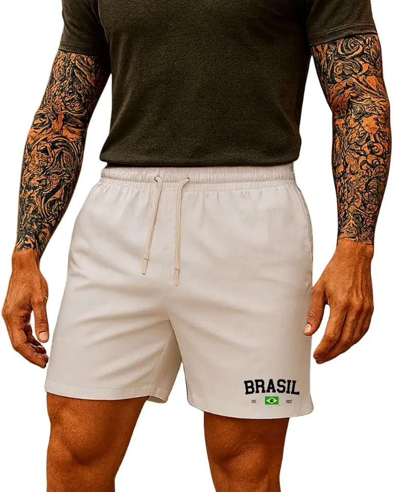 Short Masculino Brasil Copa do Mundo Esportivos Básico Seleção Brasileira