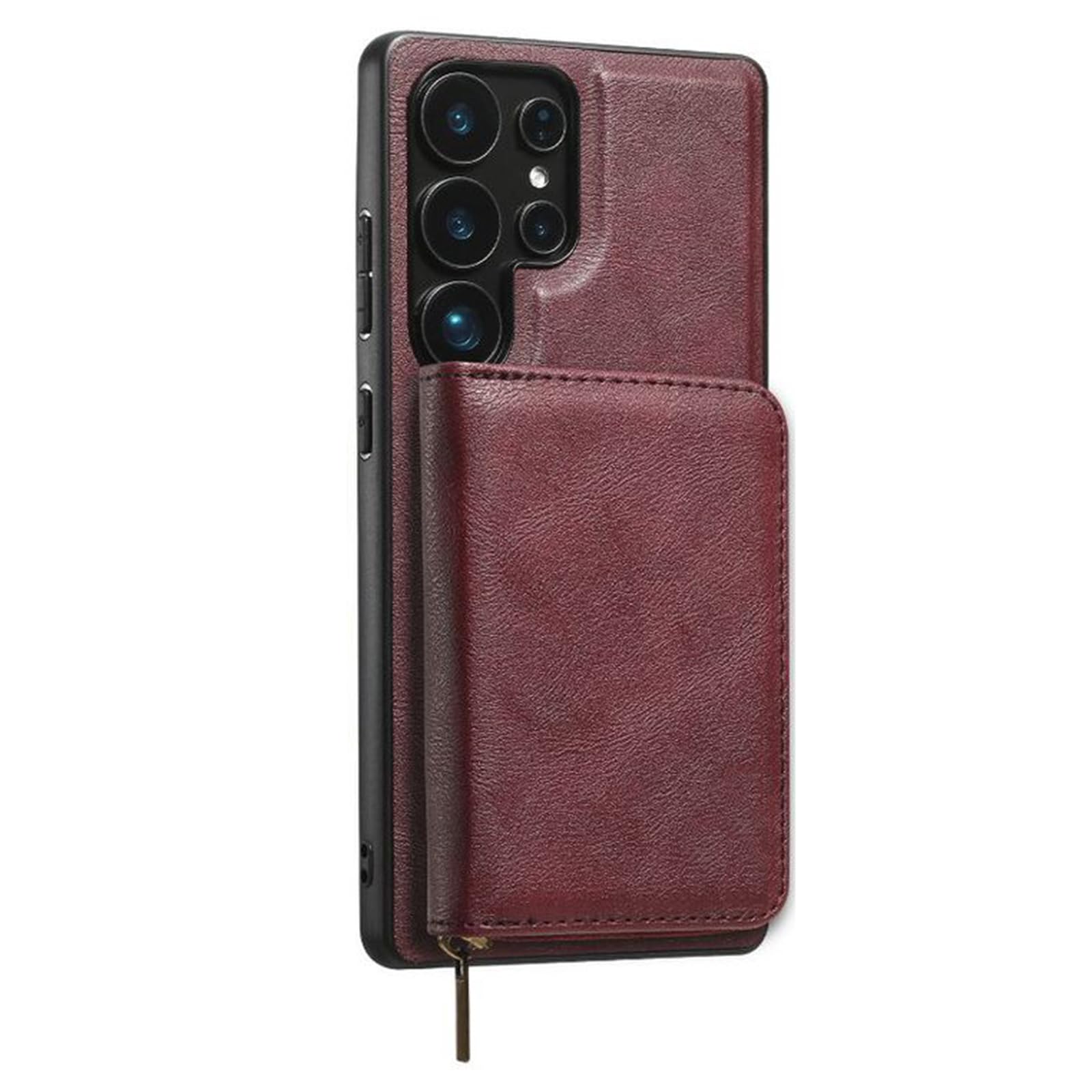Etui na karty do Samsung Galaxy S25 Ultra/S25 Plus/S25, magnetyczny portfel z przyssawką, zdejmowany skórzany futerał na telefon, oddzielna wąska osłona, czerwone, S25 Plus