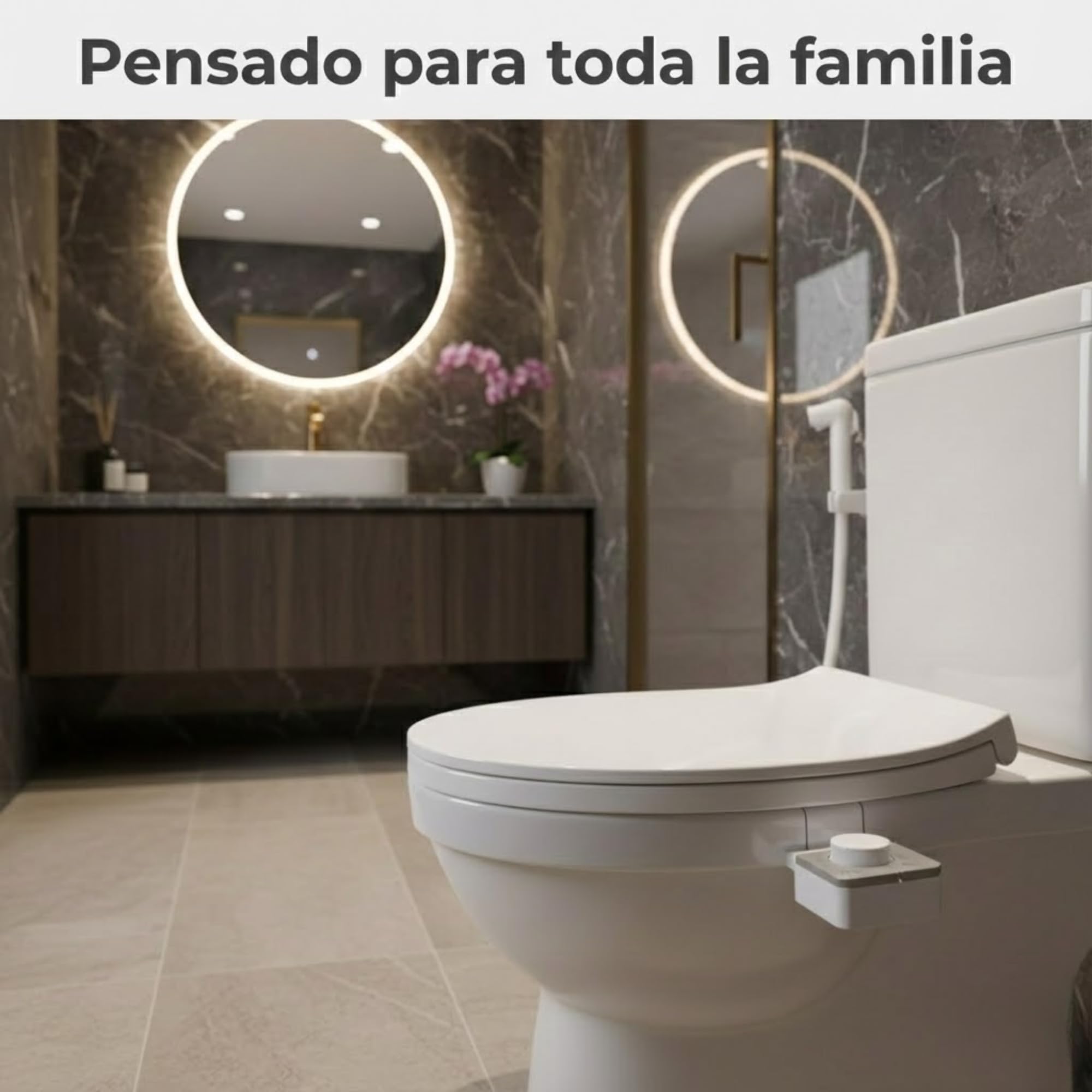 Bidé para WC No Eléctrico - Boquilla Dual de Autolimpieza para Lavado Frontal y Trasero, Accesorio Bide de Fácil Instalación Asiento de Inodoro Rociador de Agua Fria con Presion Ajustable