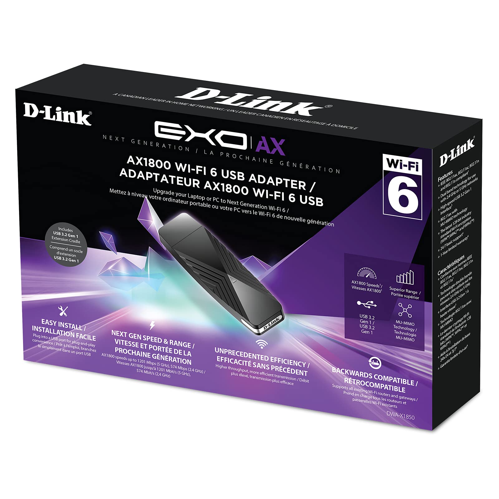 D-Link AX1800 Wi-Fi 6 USB Adapter - Upgrade to Next-Gen Wireless