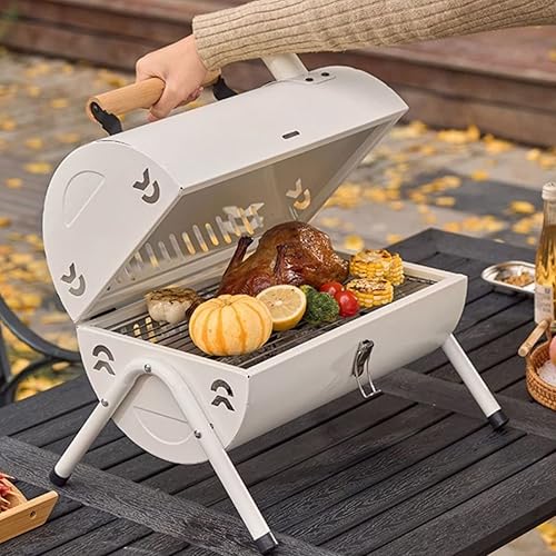 Miniatura 2 de Ergocar Parrilla de barbacoa, parrilla de barbacoa de mesa 2 en 1, barbacoa de hierro portátil con bandeja para hornear, parrilla de carbón con