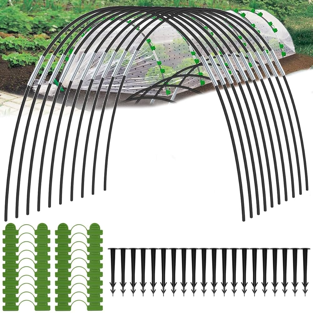 Kit Serre Tunnel Jardin - Arceaux Fibre De Verre - Filet 3x10m - Protection Anti-insectes Et Oiseaux