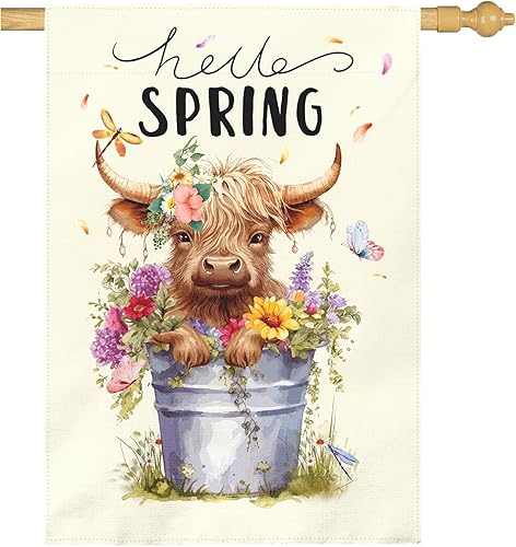 Miniatura 29 de Banderas de jardín de hortensias de bienvenida para primavera y verano, impermeable, bandera de jardín floral azul para exteriores, flores