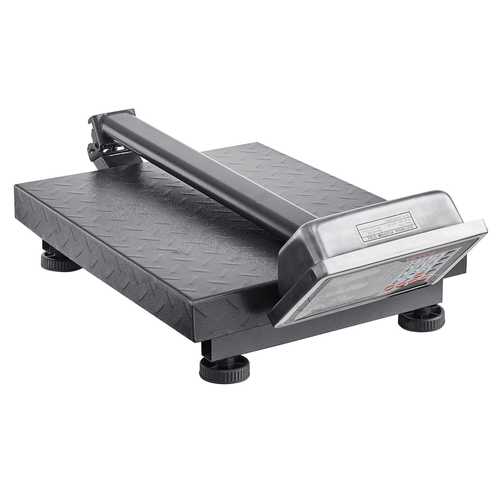 VEVOR Computing Digital Platform Scale, 660 lbs Load, 0.1 lbs Accuracy Computing Floor Scale with LB/KG, Tare, Price Calculator, Stainless Steel High-Definition Display for Boxes, Luggages, FCC Listed