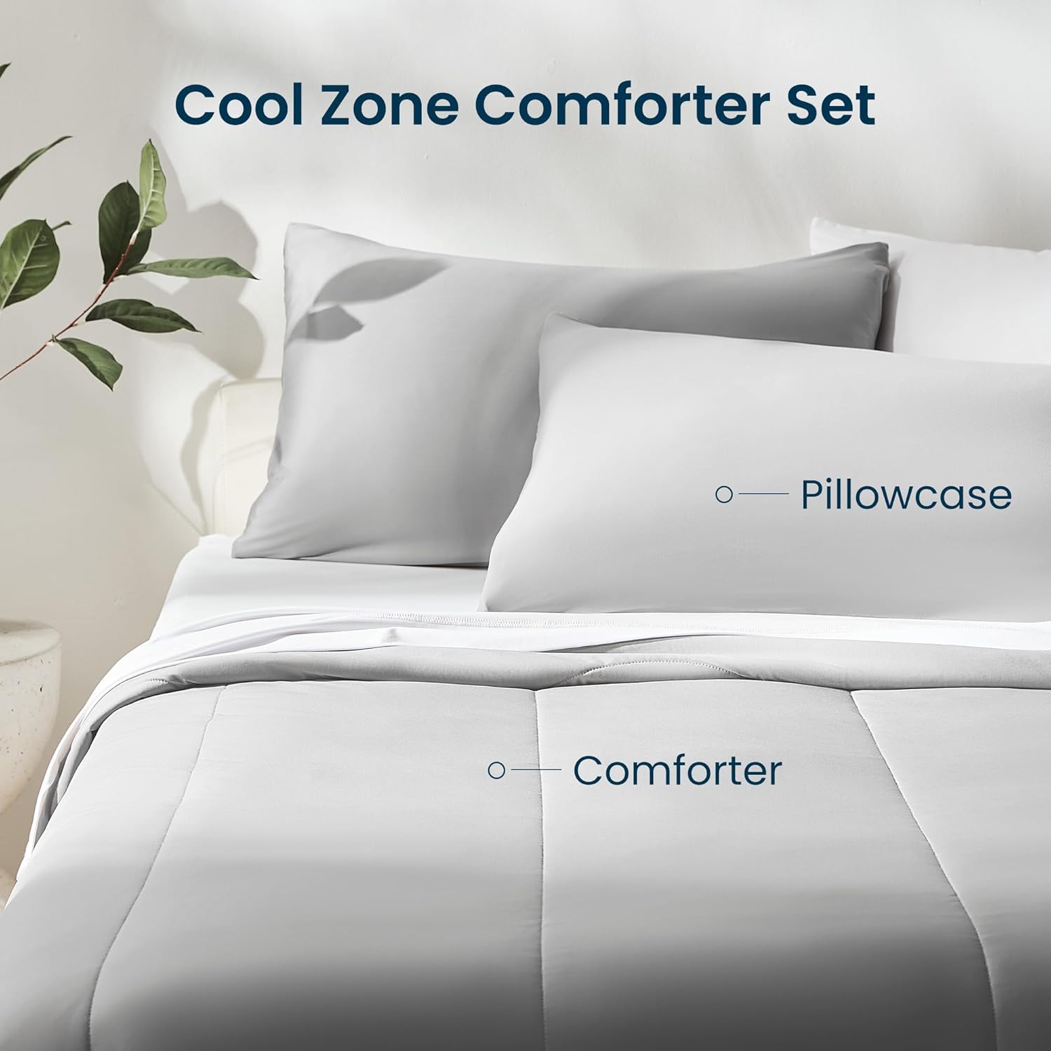 SLEEP ZONE Twin Cooling Comforter Set for Hot Sleepers, Nanotex Cooling Blanket,3 Pieces Jersey Knit Bedding, Reversible Cool Feeling, Soft and Breathable with 2 Pillowcases, 1 Comforter (Grey) - Image 5