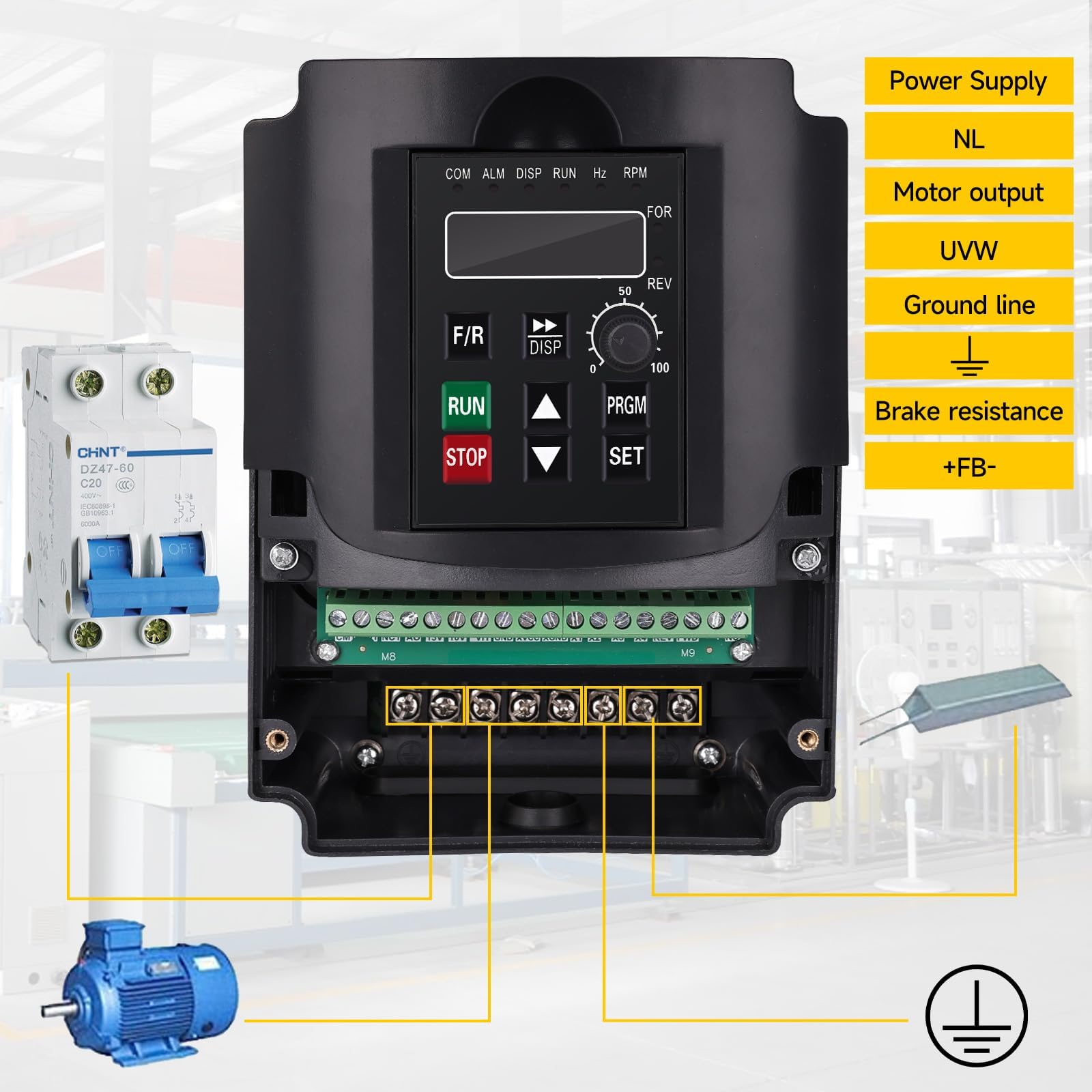 Yofuly VFD Frequenzumrichter Controller 220 V 2,2KW 3 PS Variable VFD Drehzahlregler Wechselstrommotor CNC VFD Umwandler für Motordrehzahlregelwelle YL-Serie (2,2KW, 220 V)