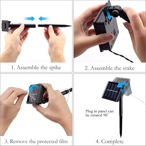 Miniatura 9 de JMEXSUSS Paquete de 2 cuerdas solares de 100 luces LED, 33 pies, 8 modos, luces solares para exteriores, impermeables, con energía solar, tubo para