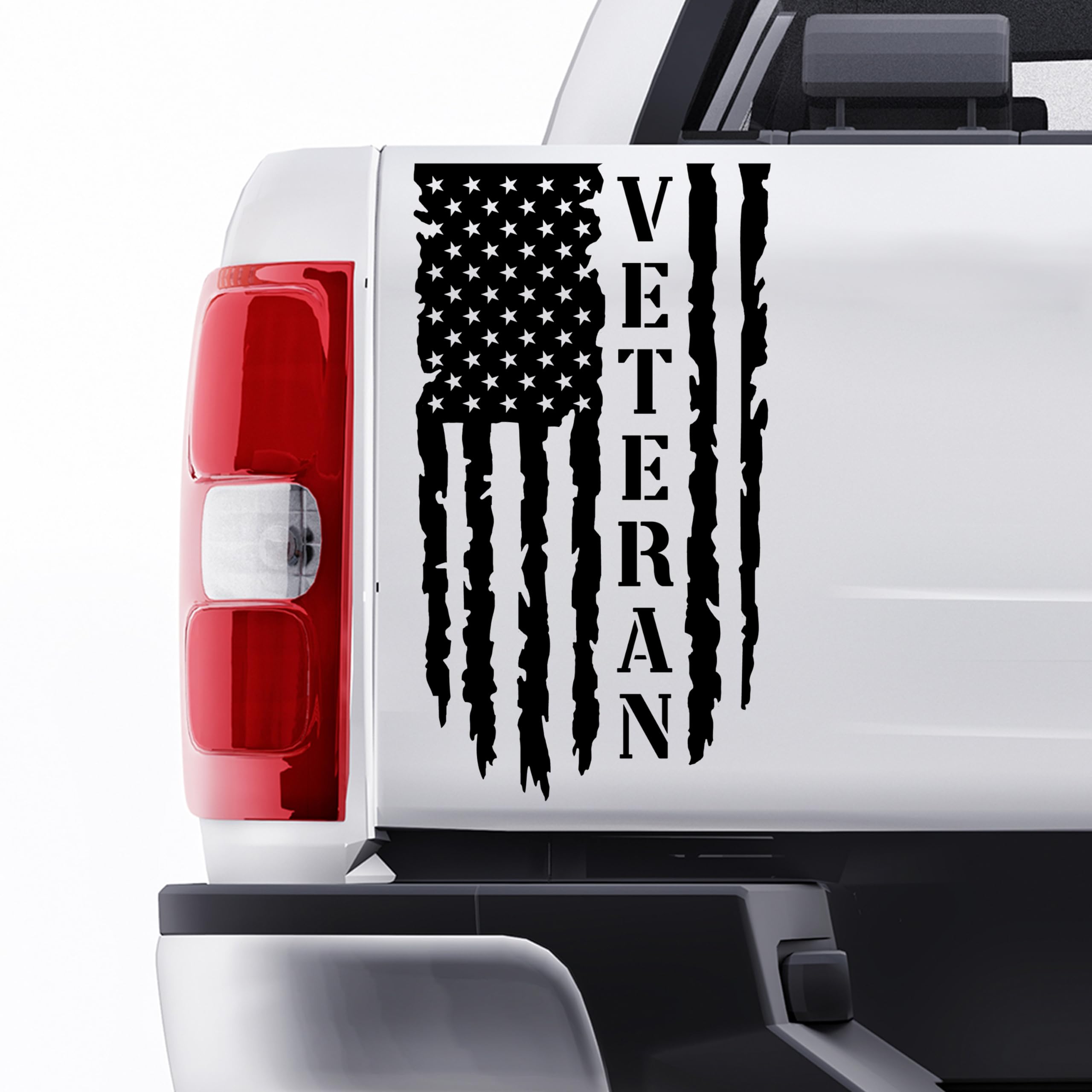 GRITKULTURE Veteran Distressed American Flag Vinyl Decal 17 inch by 9 inches for Trucks, Tailgate, Cars, and Windows Compatible with Most Pickup -
