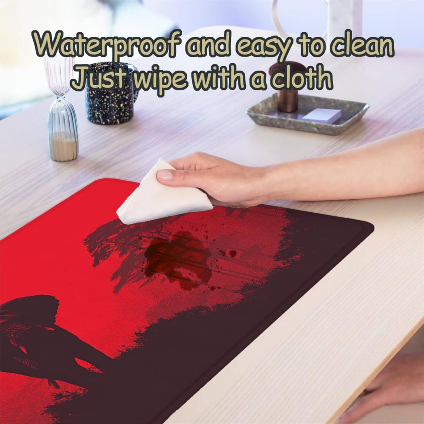 Podkładka pod mysz XXL 1200 x 600 mm duża podkładka pod mysz dla graczy czerwona pod ręką biurko szyte krawędzie wodoodporna antypoślizgowa do komputera, laptopa poprawia precyzję i szybkość, słoń S