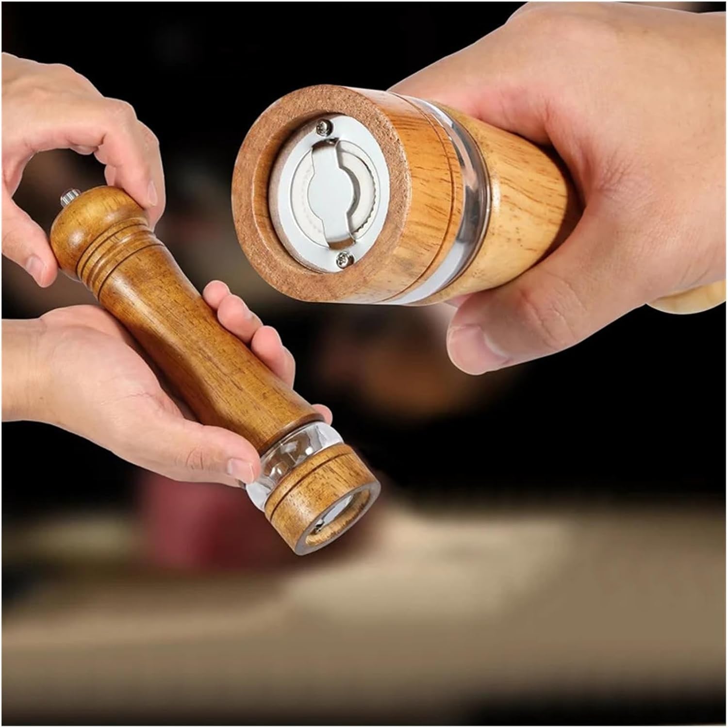 Grinder Adjustable Coarseness Acrylic Visible Window Kitchen Home Refillable Spice Mills(4 inches)