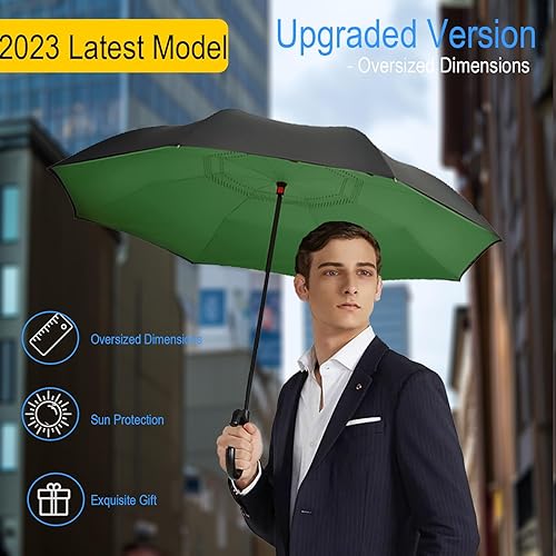 Vista 100 de SIEPASA Paraguas invertido invertido de 49/56 pulgadas, doble toldo extra grande, ventilado, resistente al viento, impermeable, paraguas de golf