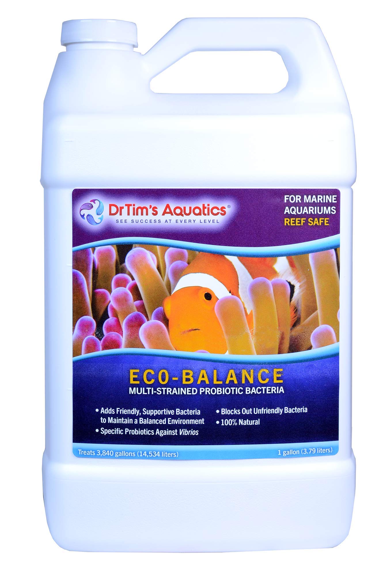 Reef Eco-Balance Probiotic Bacteria – For Reef, Nano, Seahorse Aquaria, Fish Tanks, Aquariums – Blocks Unfriendly Bacteria, Promotes Optimal Water Quality – 100% Natural – 128 Oz.