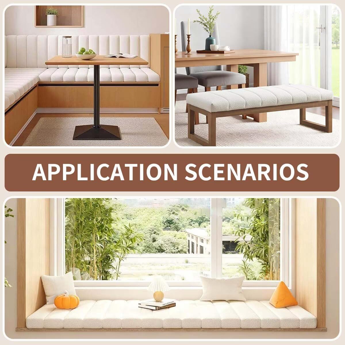 120 x 40 cm con Rutschfester Unterseite, Waschbares Sitzkissen für Esszimmer, Gartenmöbel, Fensterbank - Strapazierfähig & Mit Reißverschluss