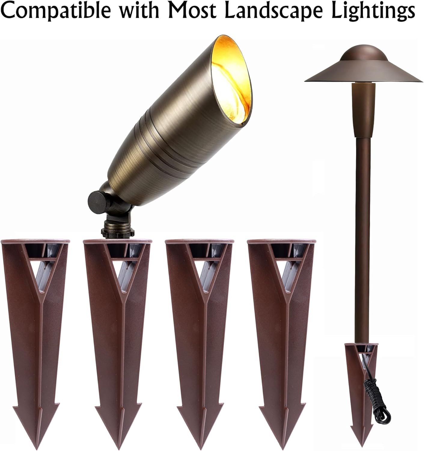 ABS Plastic Ground Stake Spike Replacement for Low Voltage Landscape Light,Outdoor Garden Spotlight Pathway Flood Light,1/2"-14 NPSM Thread - Image 5