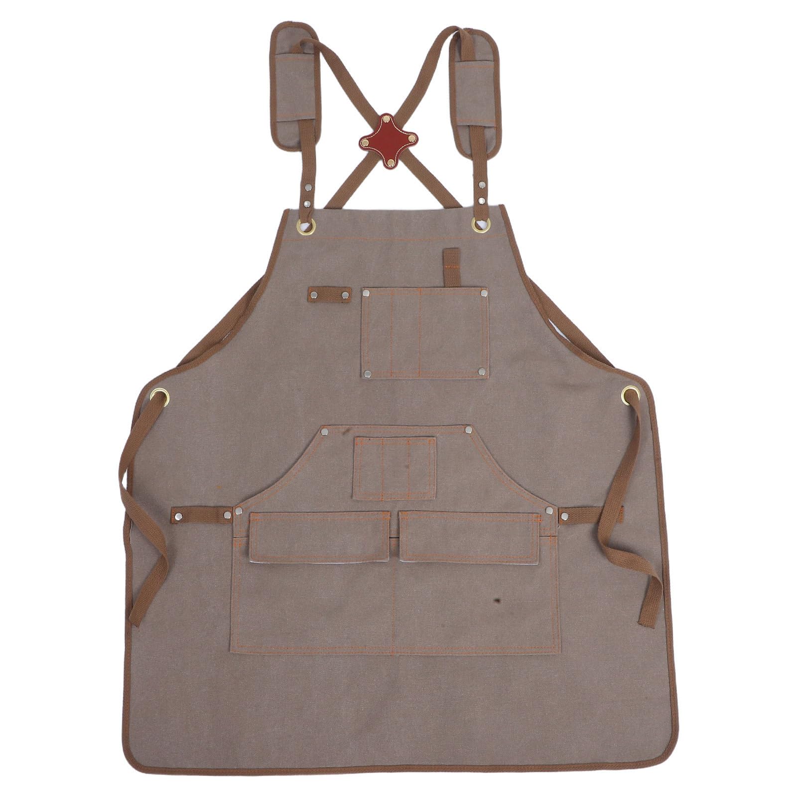 Grembiule Tela Multitasche per Giardinaggio con Spalline Regolabili e Tasche Multiple per Giardinieri e Falegnami in Attività Outdoor