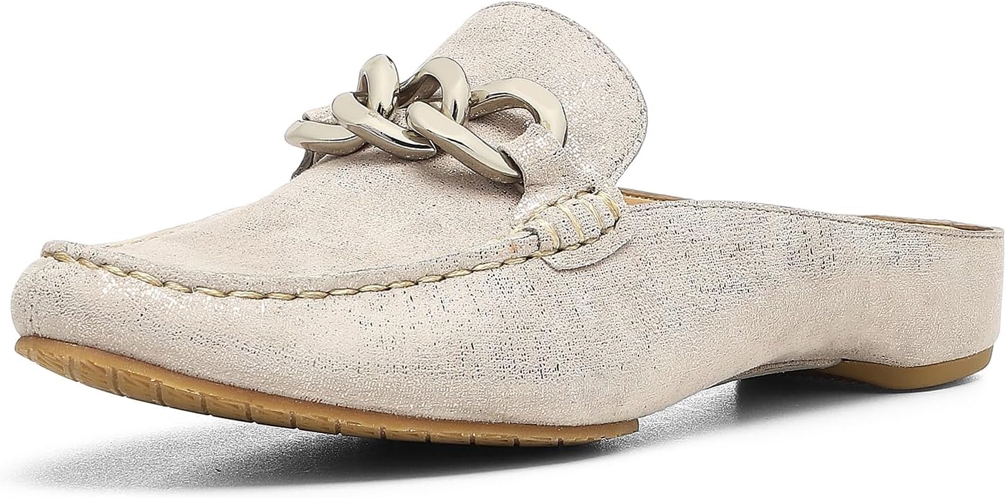 Donald Pliner Women's Bless Distressed Metallic Mule, Light Taupe, 10