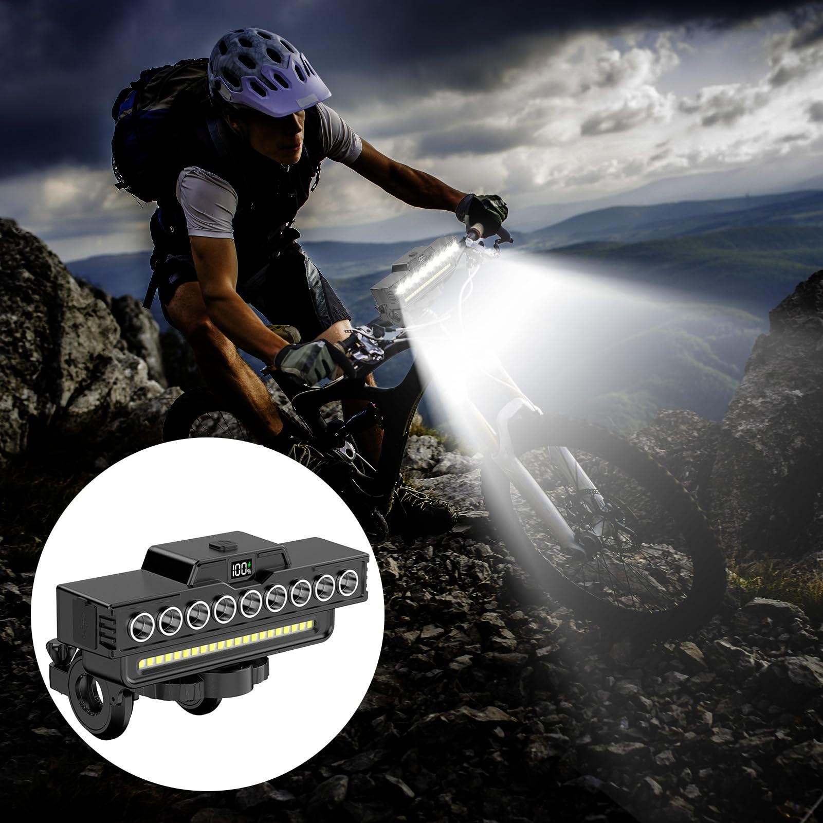 Luz Delantera para Bicicleta,Faro Impermeable para Bicicleta con Bocina - Alto Brillo para Senderismo Y Rutas De Aventura