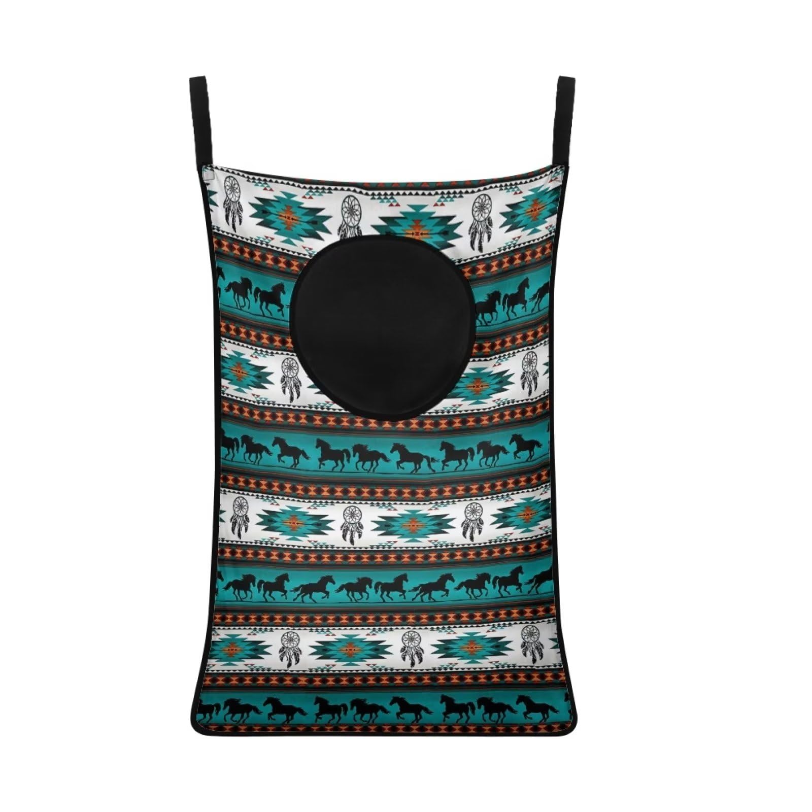 ZFRXIGN Boho Horse Over The Door Hamper Hanging Laundry Bag Dreamcatcher Laundry Basket Dirty Clothes Hamper Storage for Bathroom/Bedroom/Dorm Space Saving Closet Hampers Turquoise