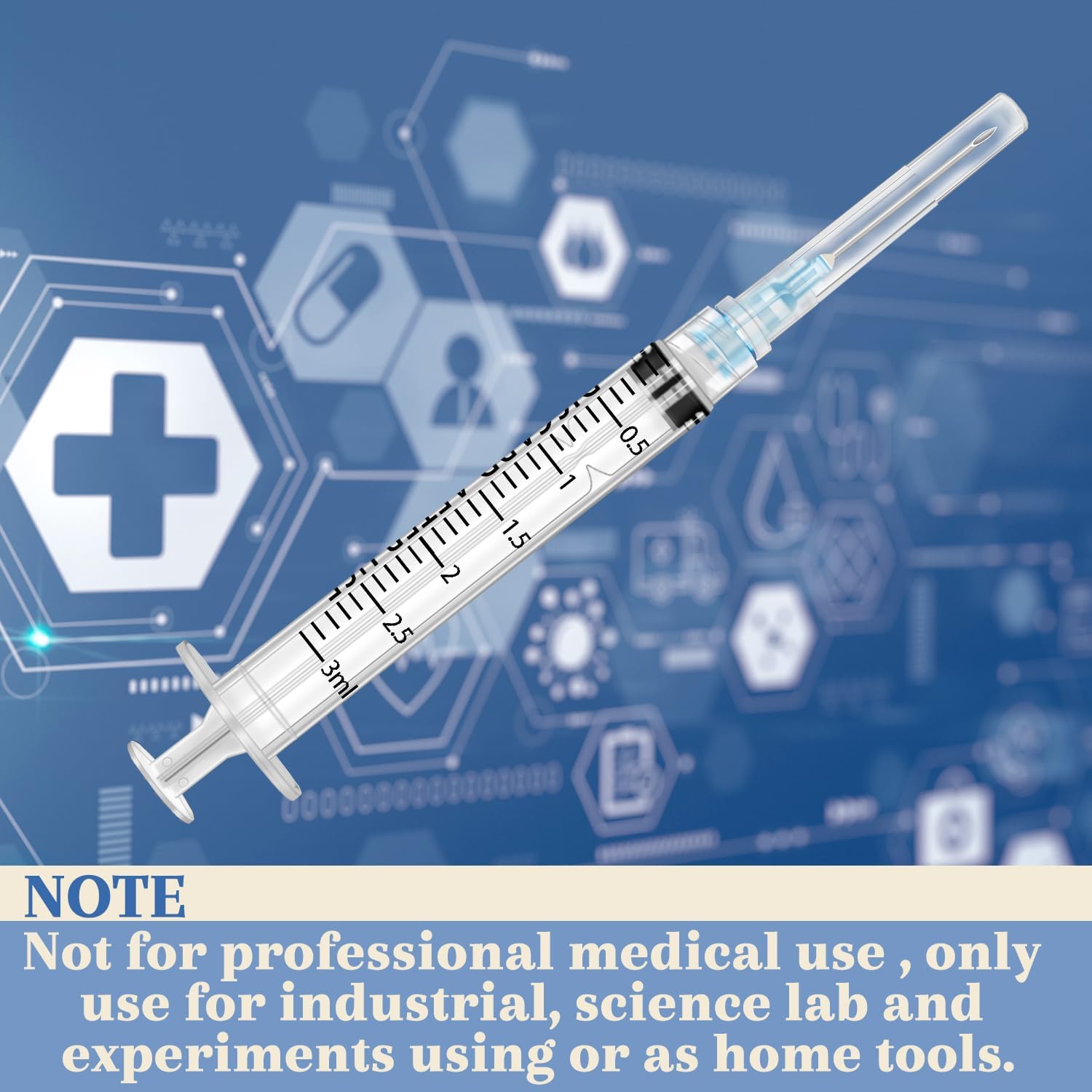 3ml/cc Syringe with 23G1.0 Inch Needle Luer Lock Syringes,Individual Package Suitable for Industrial, Scientific, Measuring,Watering,Oil or Glue Applicator,25Pack