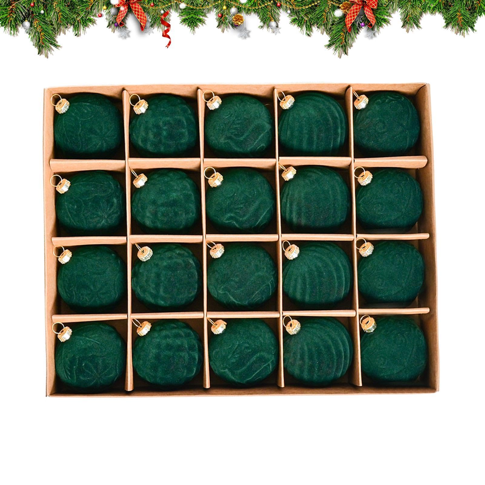 Boules de Noël en velours vert de 6 cm incassables pour sapin