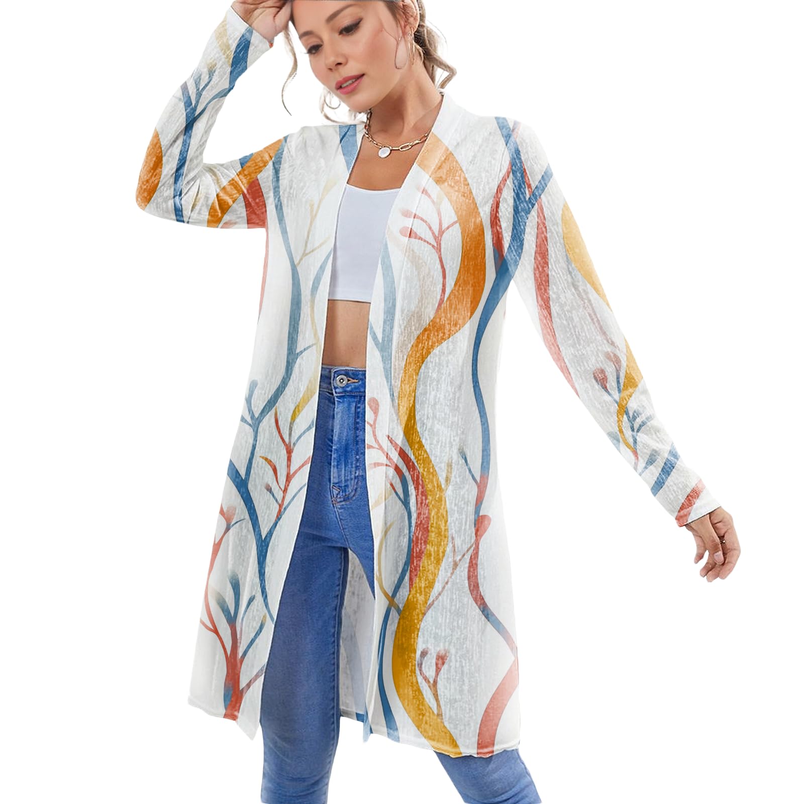 Summer Cardigan For Women Trendy Maxi Lightweight Plus Size Beach Cover Ups For Women Long-Sleeved Casual Clothes