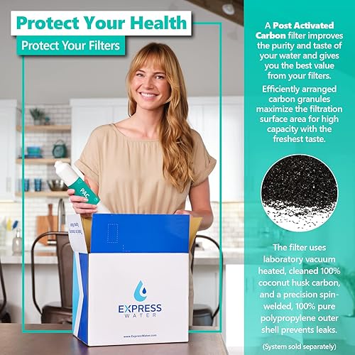 Miniatura 3 de Express Water Reemplazo del filtro de agua de carbón activado posactivado (PAC)  Filtro en línea de 5 micrones  10 pulgadas, 14 pulgadas de montaje