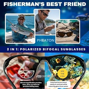 proSPORT Polarized Bifocal Sunglasses Men Women TR90 UV400 Adjustable Ear Nose Piece with Mirofiber