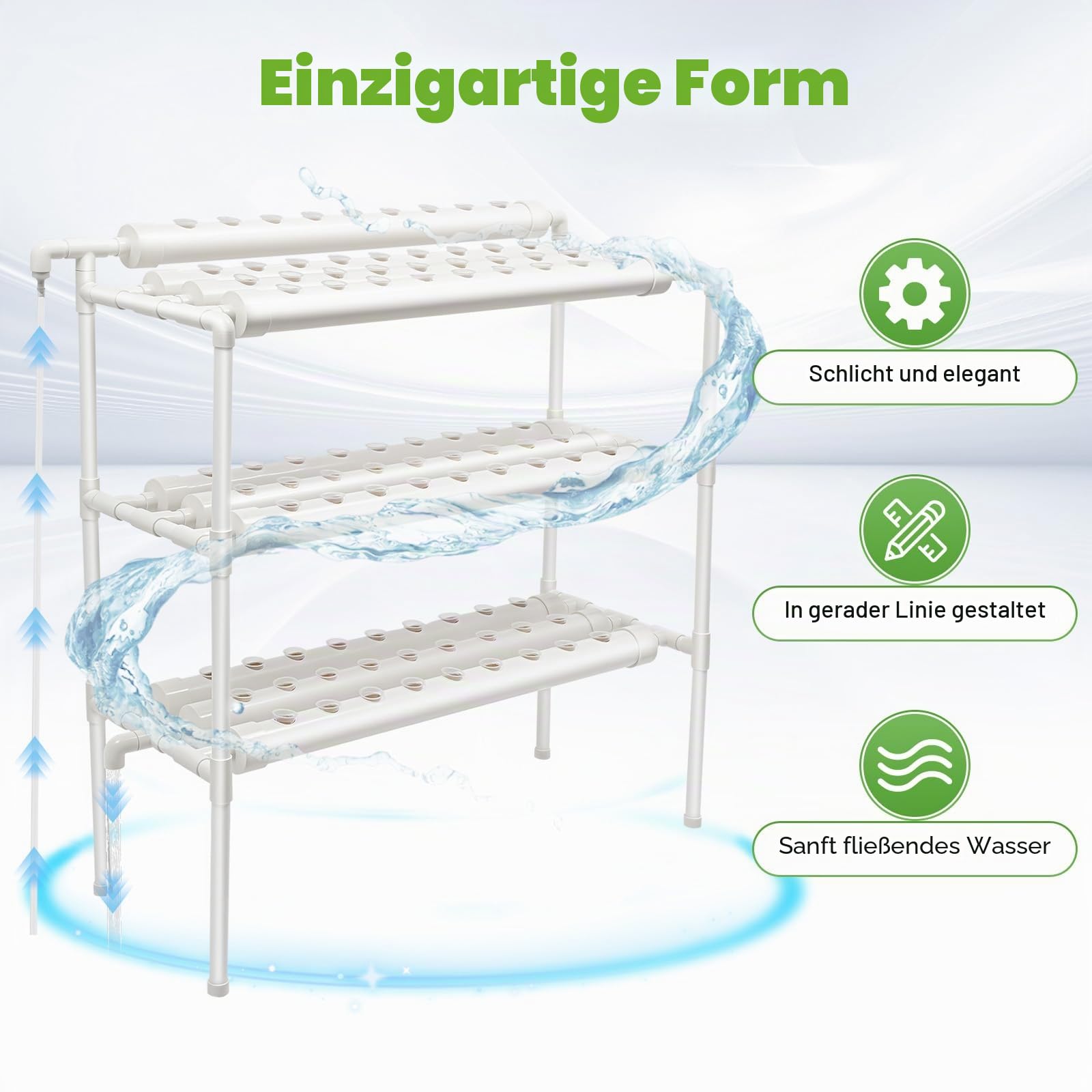 Hydroponic Growing System Hydroponic System Indoor Hydrokultur Growkit 90 Pflanzenstandorte 3 Lagiges Pflanzen Gemüse Werkzeug Vertical Farming mit Wasserpumpe