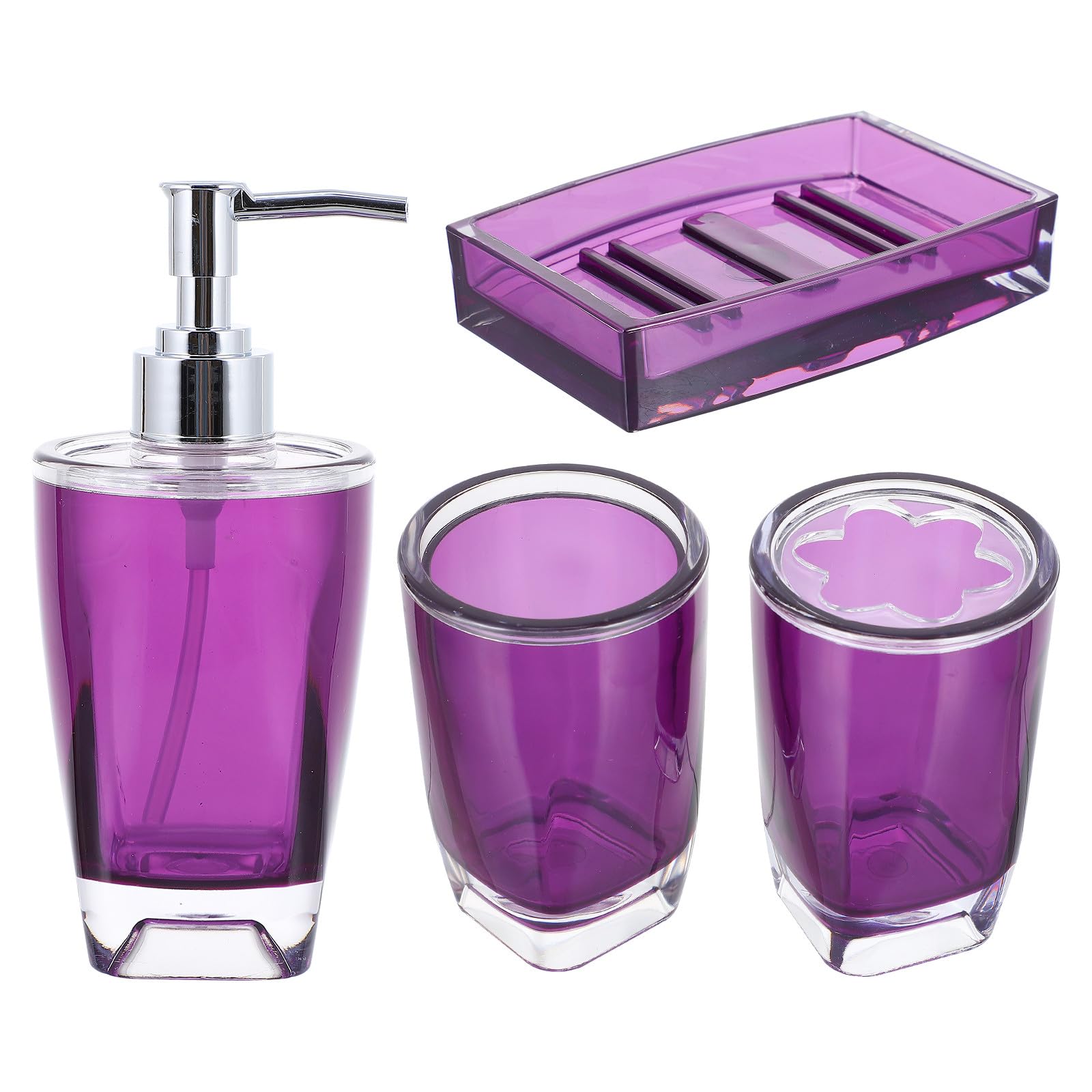 Ensemble accessoires salle de bain complet 4 pièces pour décoration moderne