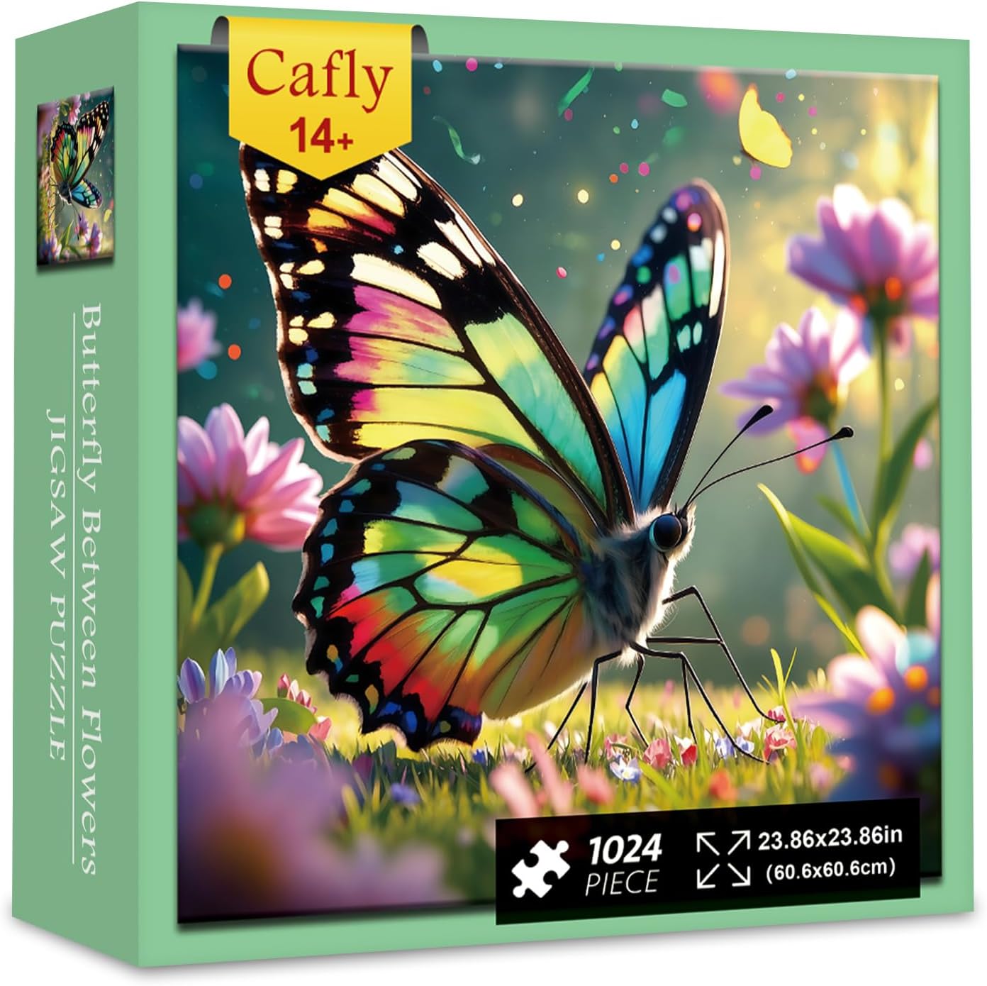 Jigsaw Puzzles for Adults 1024 Pieces - Challenging Fun Puzzles Stunning Art Wall Decor, Gift for Adult Puzzle Lovers, Family Game, Butterfly Between Flowers