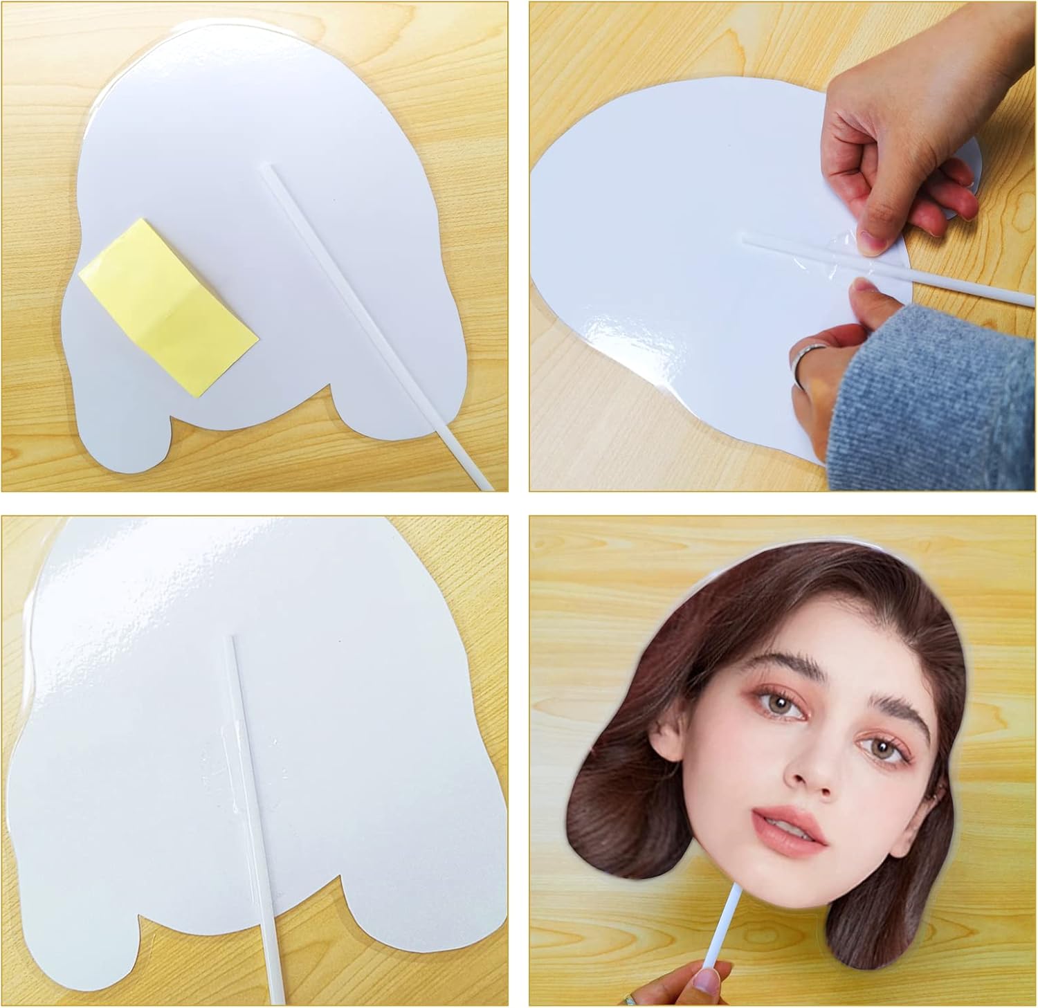 5PCS Custom Face Cutout on a Stick Fun Face Paddles Custom Face Fans Personalized Cutout Birthday Wedding Party Graduation
