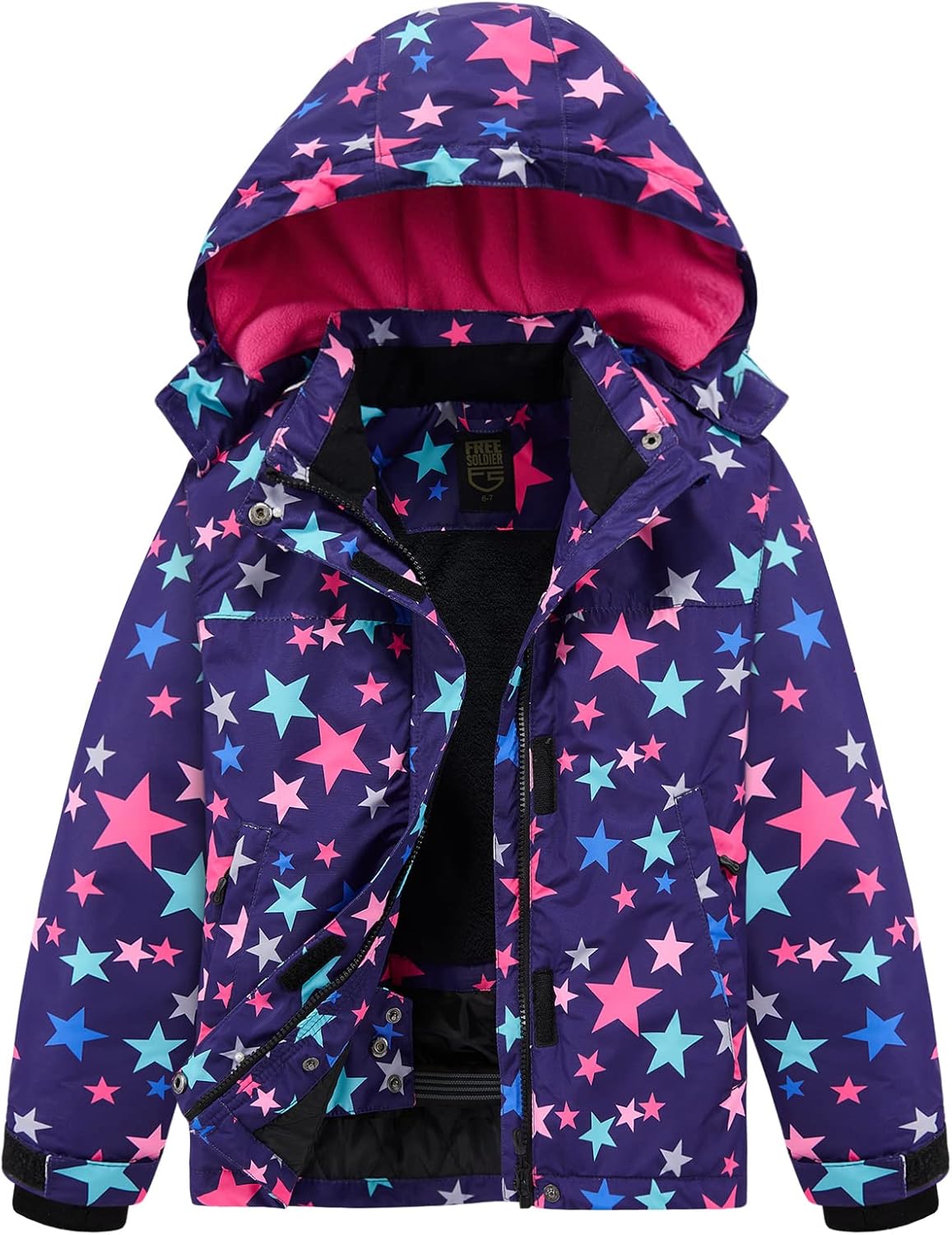 FREE SOLDIER Boys Girls Waterproof Ski Jacket Fleece Lined Warm Winter Snow Coat Kids Winter Jacket with Detachable Hood : Clothing, Shoes & Jewelry