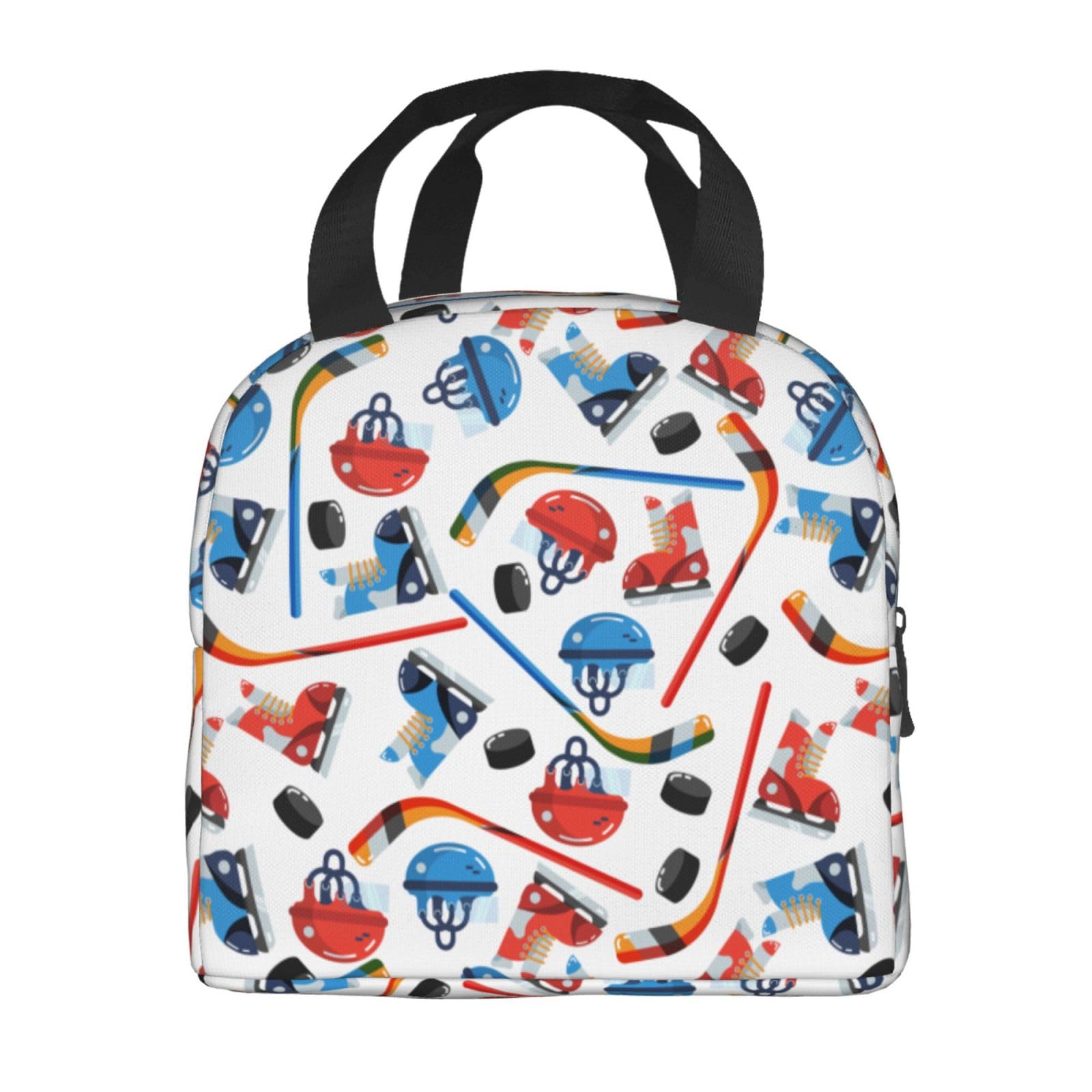 Ice Hockey Lunch Bag Hockey Sticks Lunch Box Insulated Picnic Pouch Thermal Cooler Lunch Tote Bags For Work Travel Office