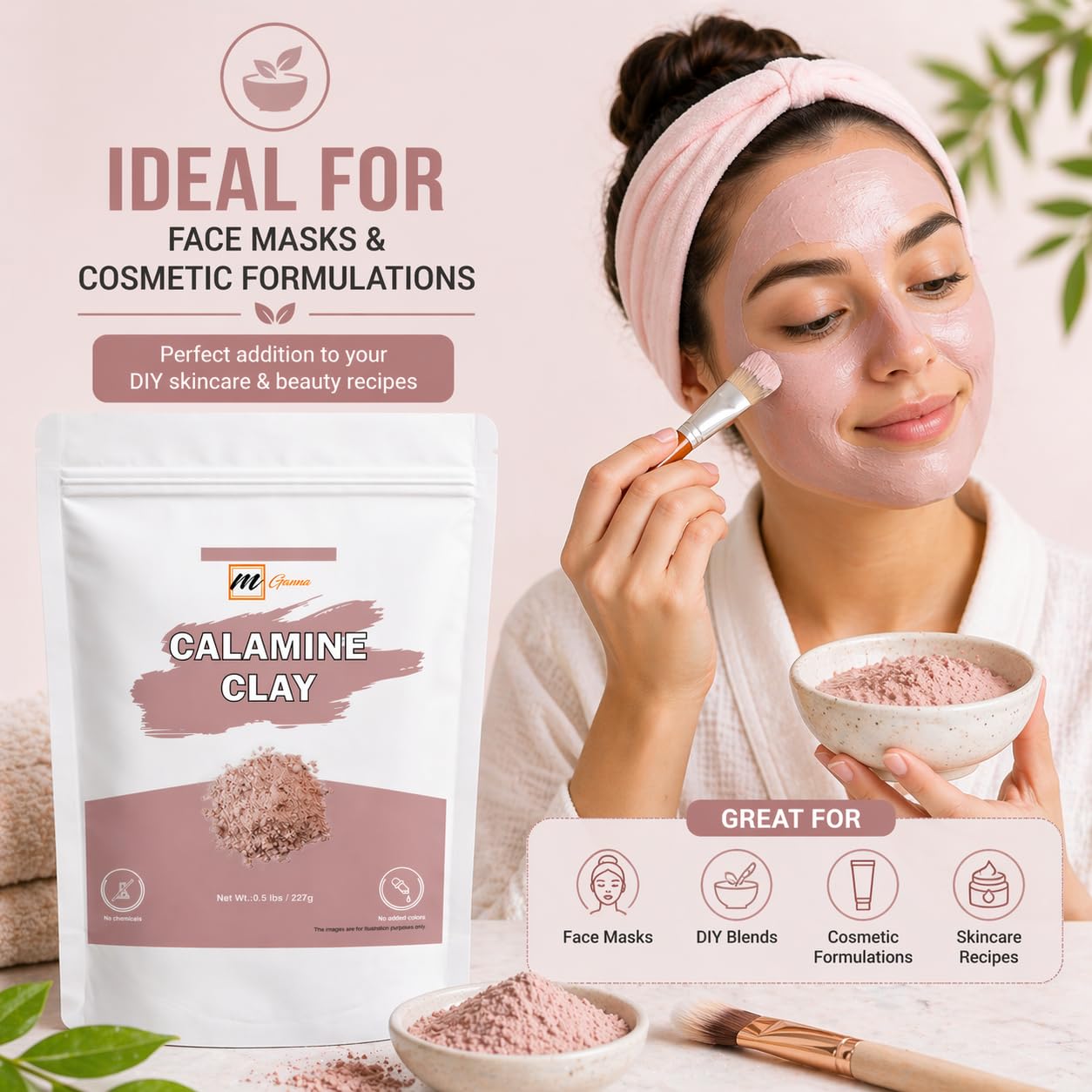 100% argilla naturale di calamina in polvere per maschere per capelli, scrub, creme, lozioni e sapone, 100 g