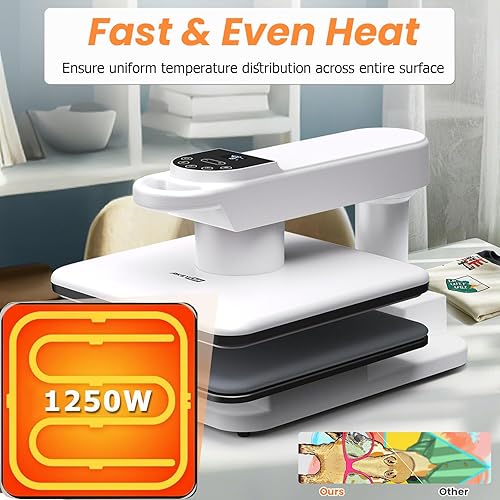 Miniatura 6 de AKEYDIY Prensa de calor de 15 x 15, máquina de prensa de calor automática doble para camisetas, prensa de calor oscilante de 360 con liberación de