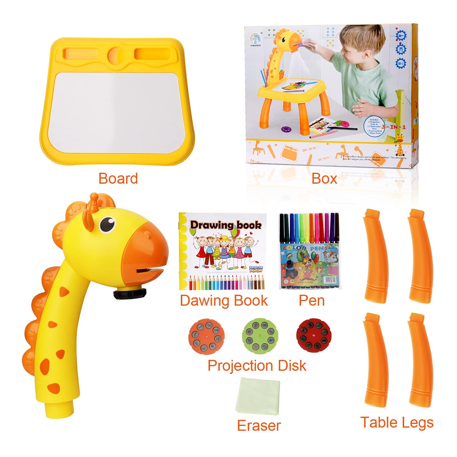 Proiettore tracciato e disegnato Toy, tavolo da disegno per bambini, Trace and Draw Projector Toy Kids Drawing Projector Table con Smart Projector e Light Music