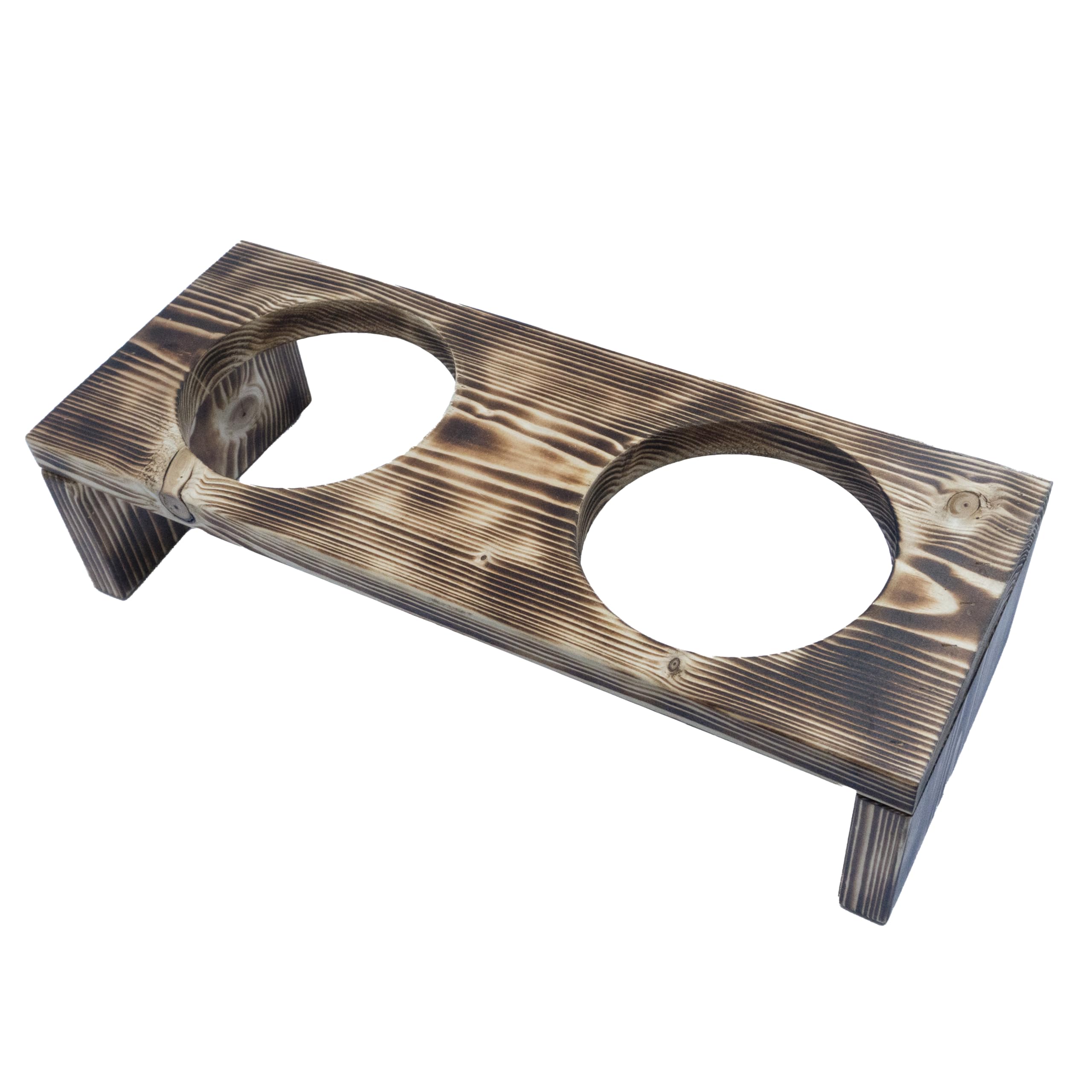 Futterstation Doppelnapf Pet Diner Holz Ständer Hundenapf Katzennapf Hundebar Futterbar handgefertigt 50 x 19,5 x 17,5 cm 0,9 L