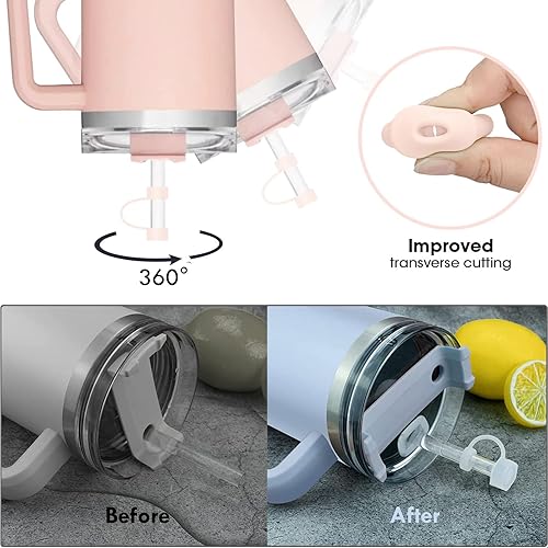 Miniatura 40 de Stanley Cup - Juego de accesorios que incluye 6 tapones de silicona a prueba de derrames, 2 tapas de popote para popotes de 0.39 a 0.39 pulgadas, 1