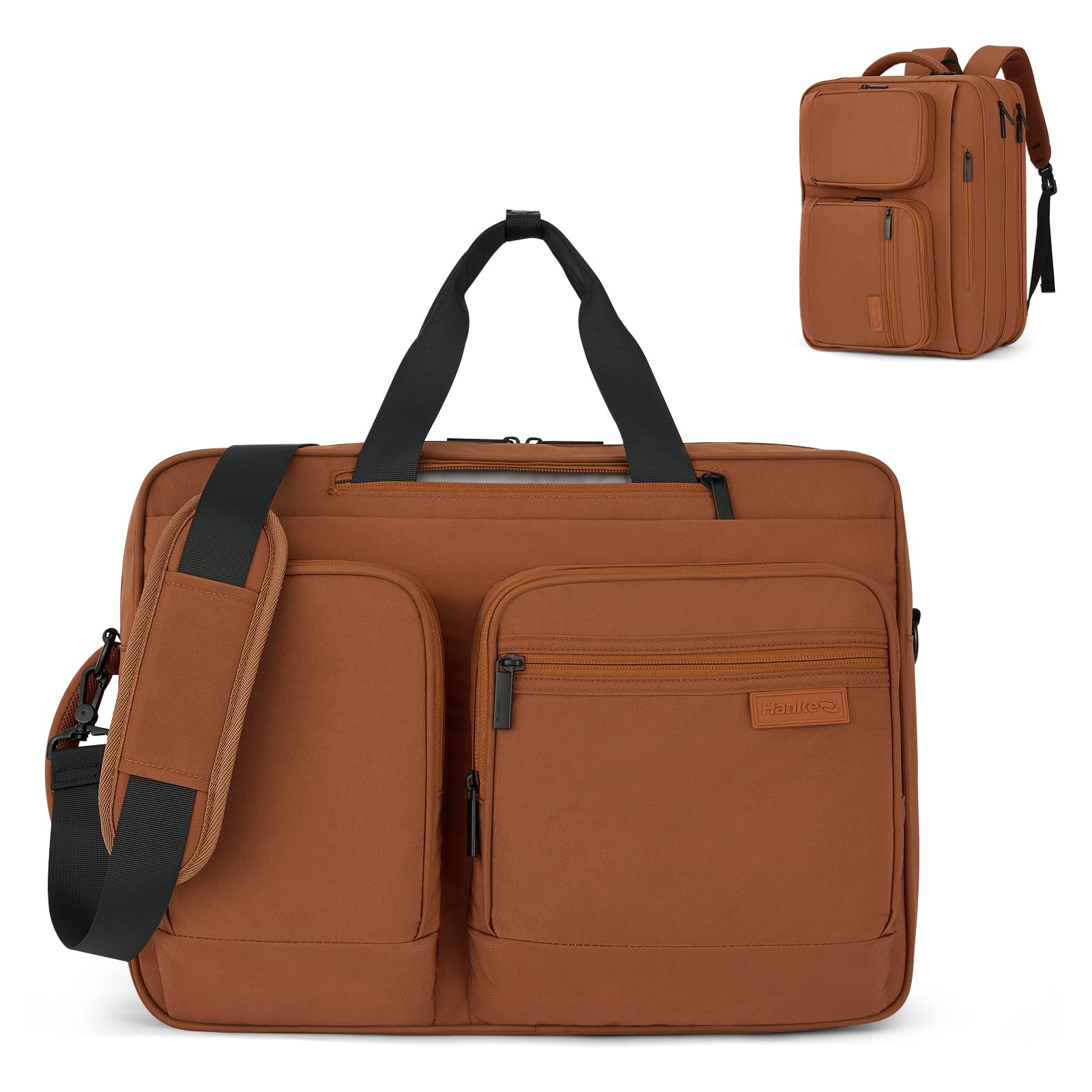 Hanke Underseat Carry On Bag, Convertible Laptop Bag for Men Women, 17.3 Inch Business Computer Briefcase Laptop Messenger Bag, Water-Resistant Travel