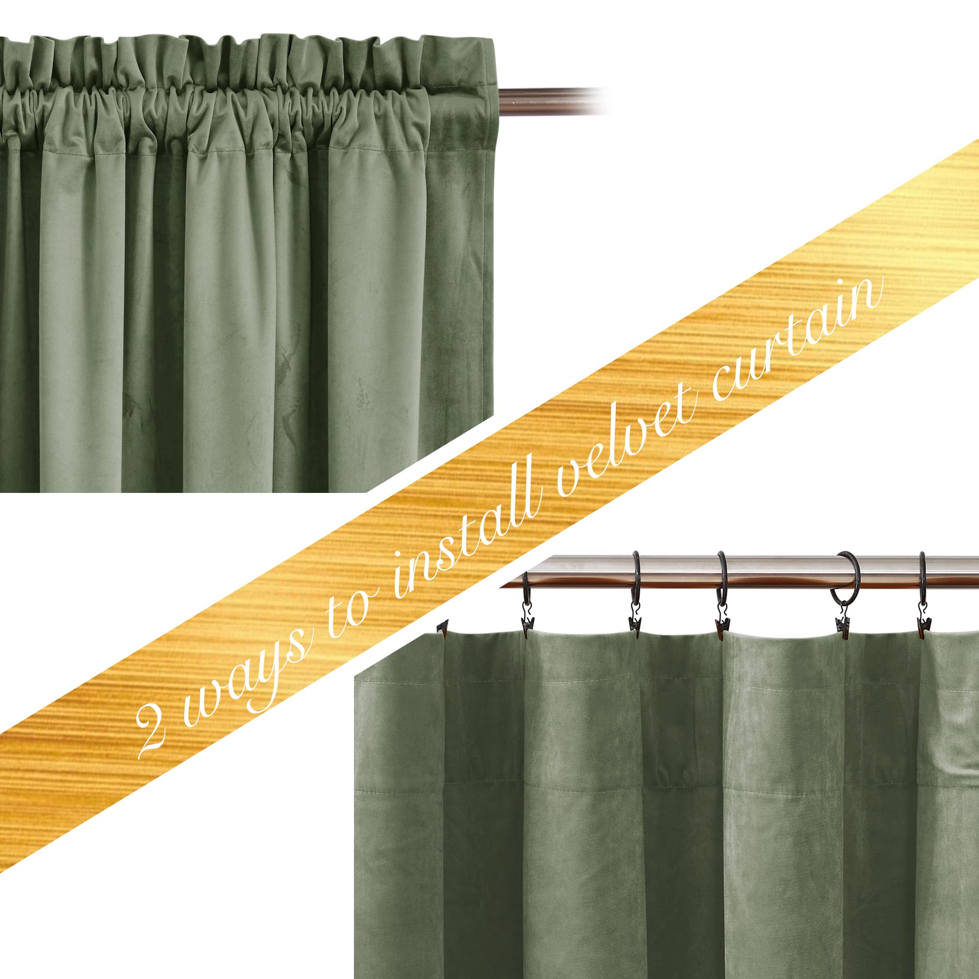 NICETOWN Sage Green Blackout Curtains 120 Inches Long 2
