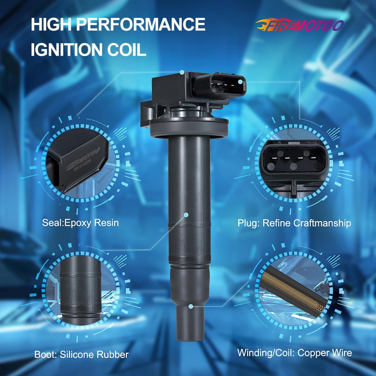 Pack of 4 Ignition Coil Pack Compatible with Toyota Echo Prius C Yaris 2001-2019 for Scion XA XB 2004-2006 1.5L L4 Replace UF316 90919-02240 C1304 5C1293 GN10312 90080-19021