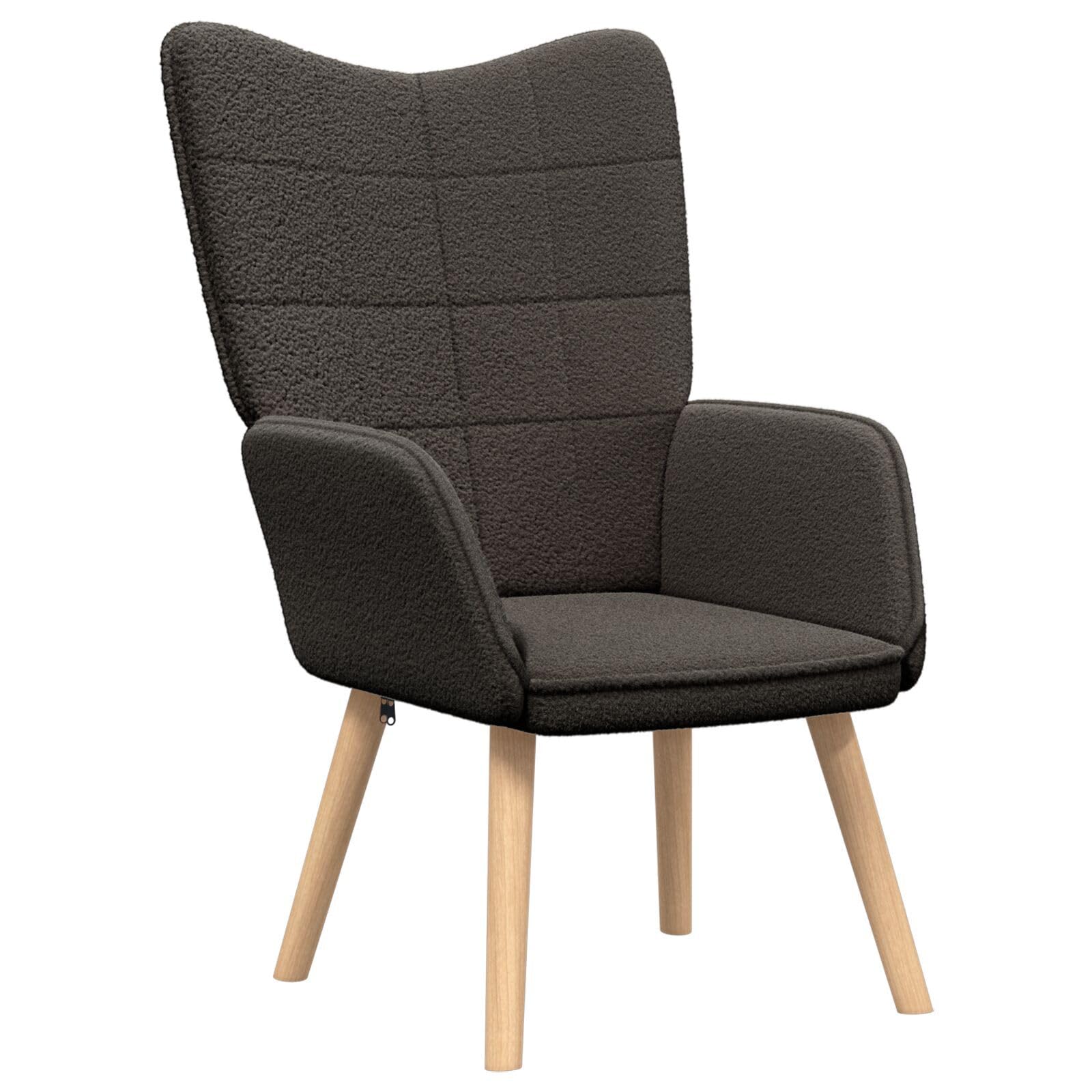 Poltrona Rilassante Grigio Scuro in Tessuto Simile alla Lana con Struttura in Legno di Rovere e Fodera Rimovibile - Seduta Ergonomica Imbottita per Soggiorno e Camera